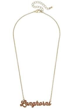 NEW CANVAS STYLE women's texas longhorns pavé autograph enamel necklace in burnt